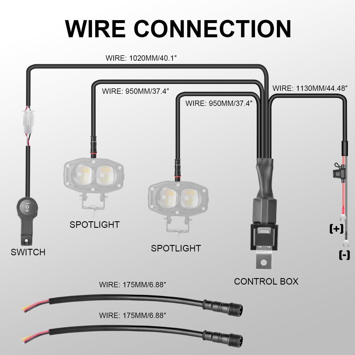 2 Cables Luz LED Interruptor Manillar 7/8" ON-OFF-ON 12V