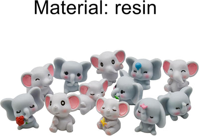 12 figuras elefantes resina decoración tartas terrario