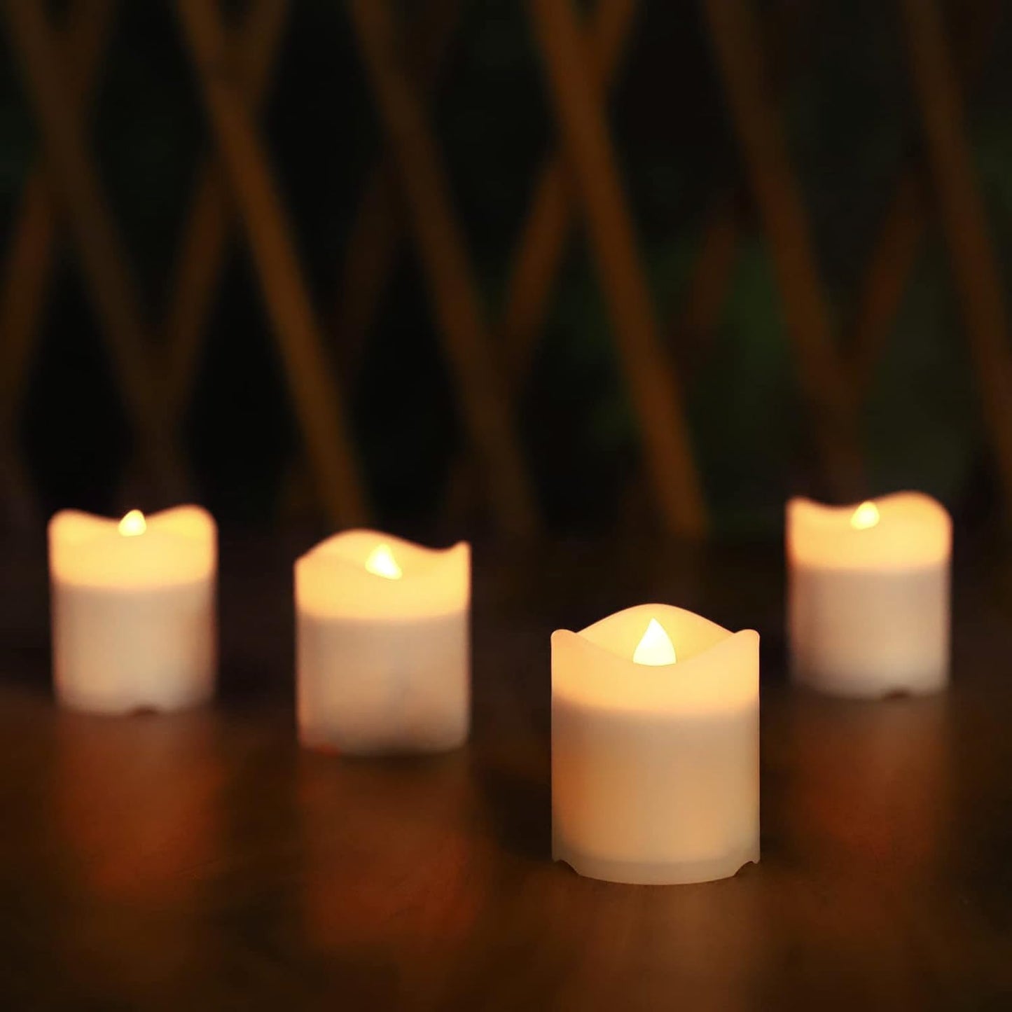 Velas solares parpadeantes para patio blanco cálido