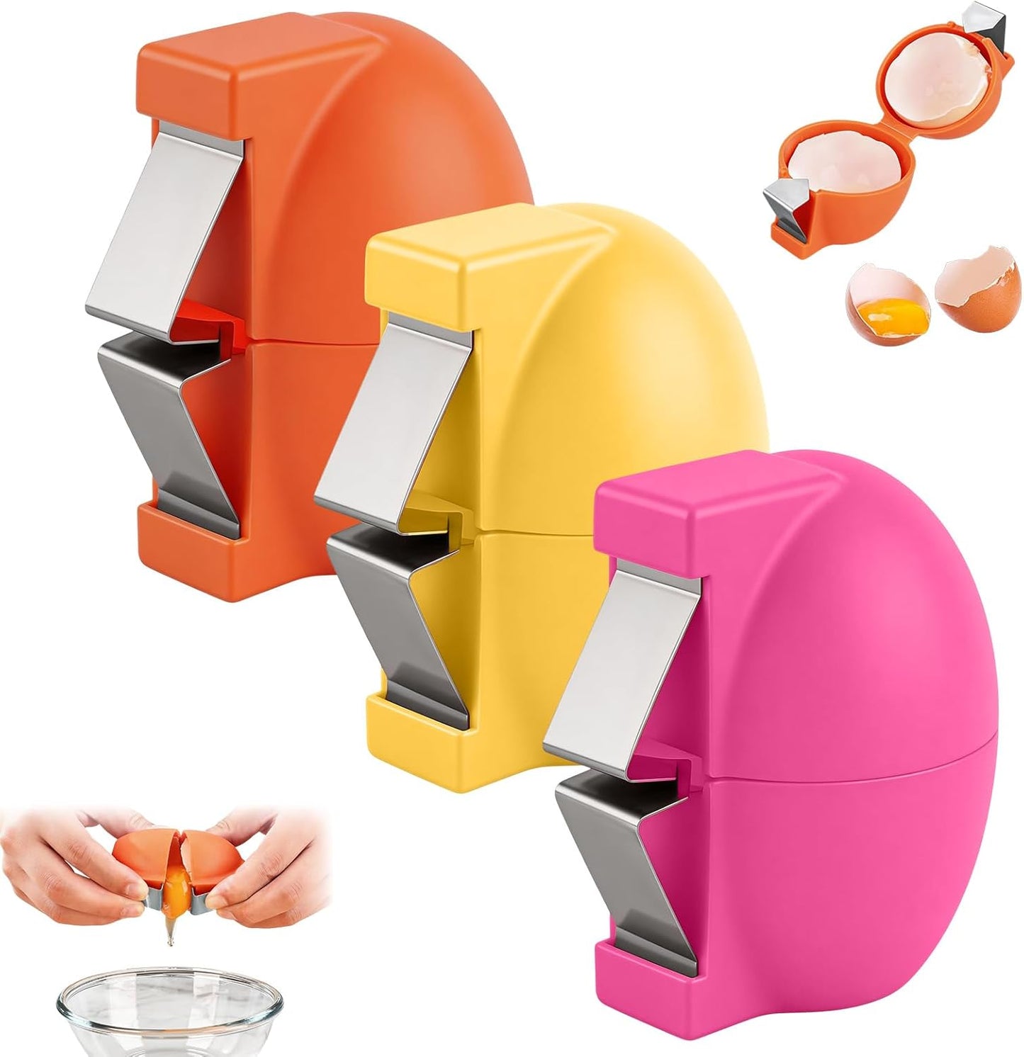 Abridor huevos 3 pzas acero inox separador cáscara