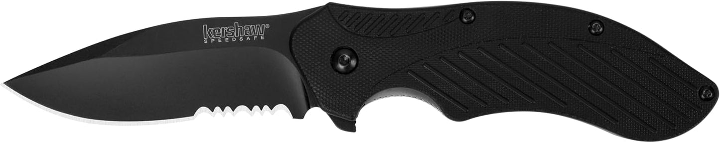 Cuchillo pelea plegable SpeedSafe doble dentado
