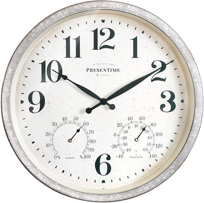 Reloj granja 16pulg termómetro higrómetro galvanizado