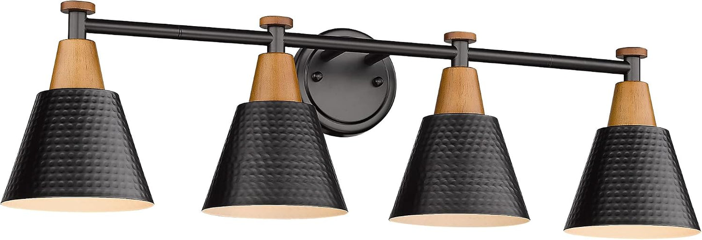 Lámpara baño 4 luces espejo metal martillado 4FG59B-4W BK