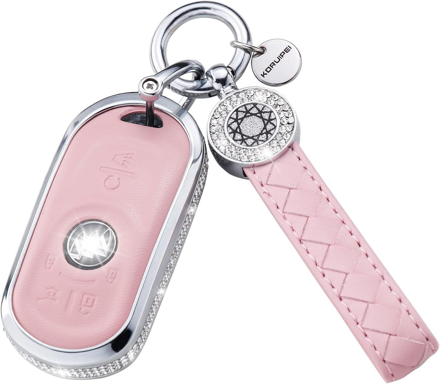 Protector llave Buick con cadena piel genuina cristal