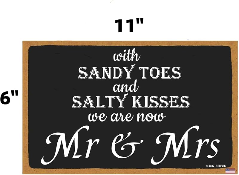 Letrero madera boda playa 11x6pulg