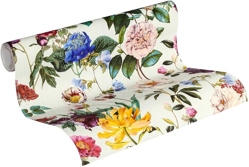 Papel pintado floral multicolor 396x20.87"