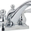 Grifo baño central 2 manijas cromo pulido 1.2 GPM