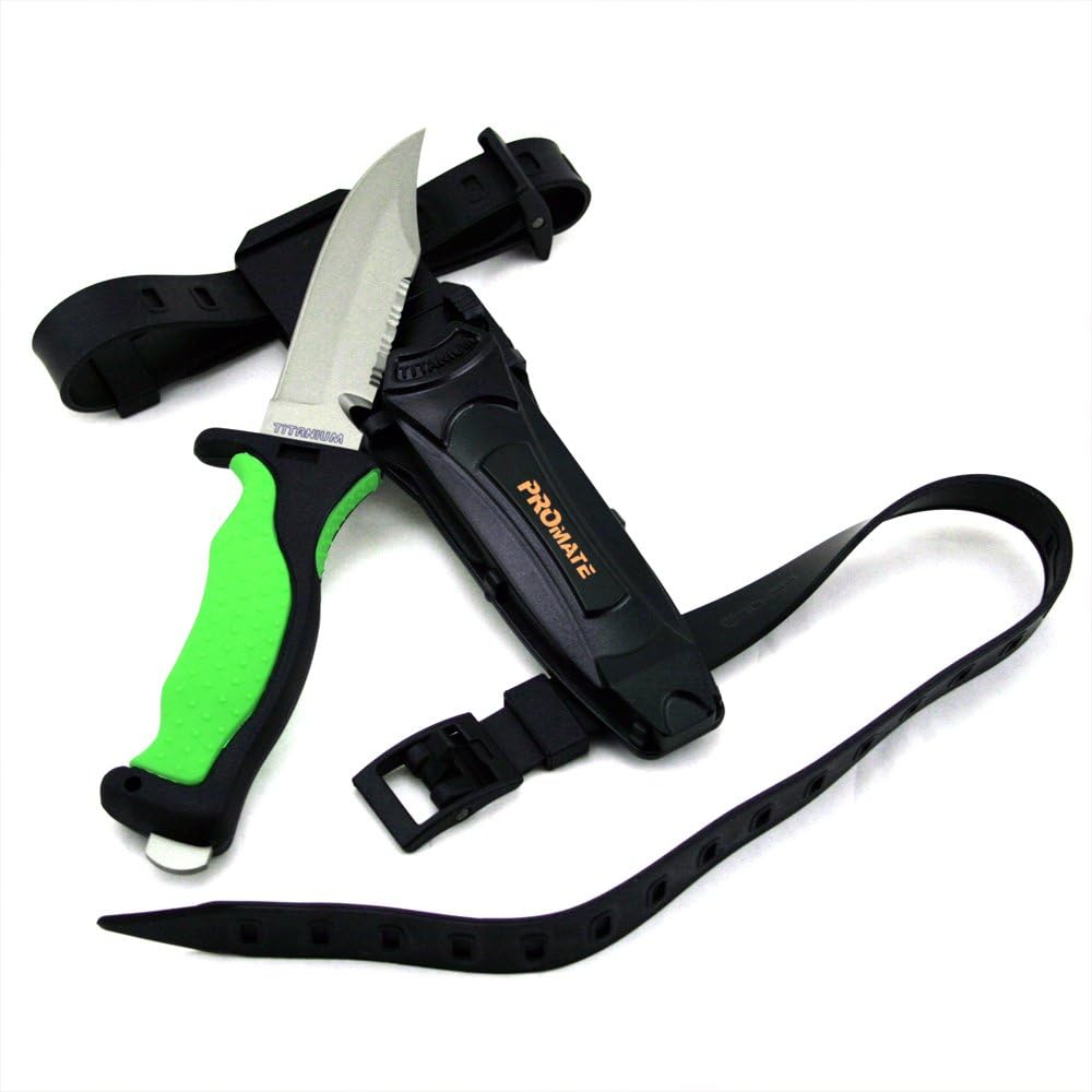 Cuchillo de buceo titanio con funda y correas