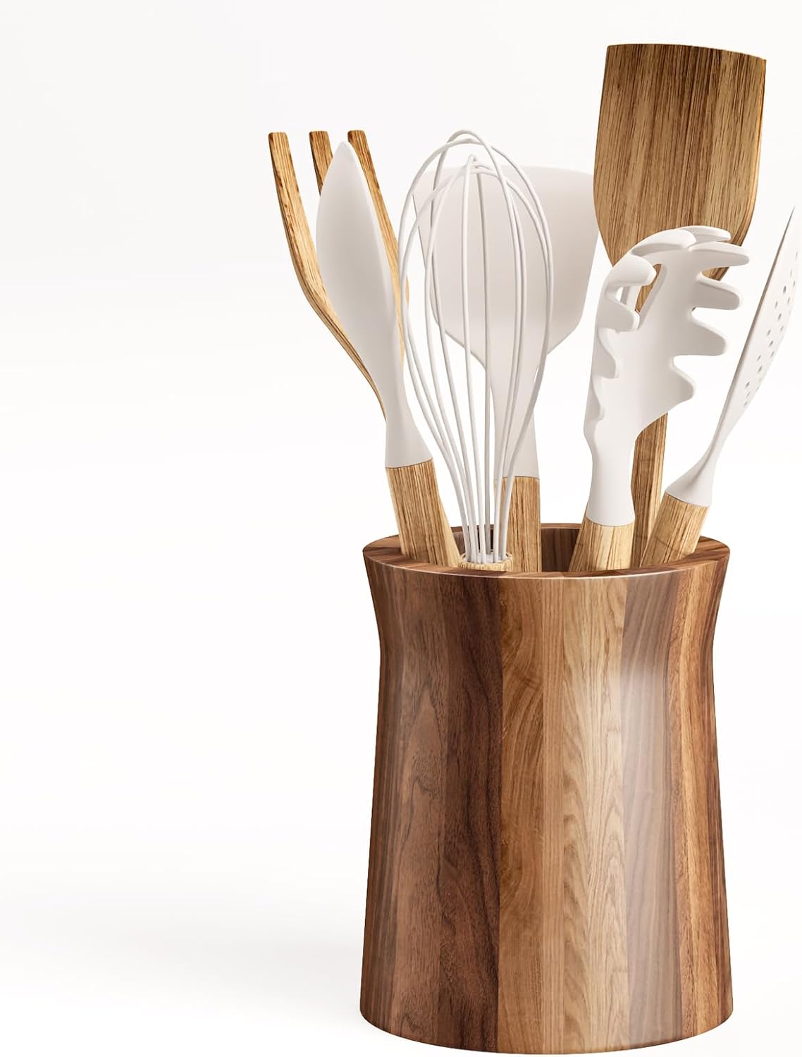 Soporte utensilios cocina 7.2pulg redondo madera negro mate
