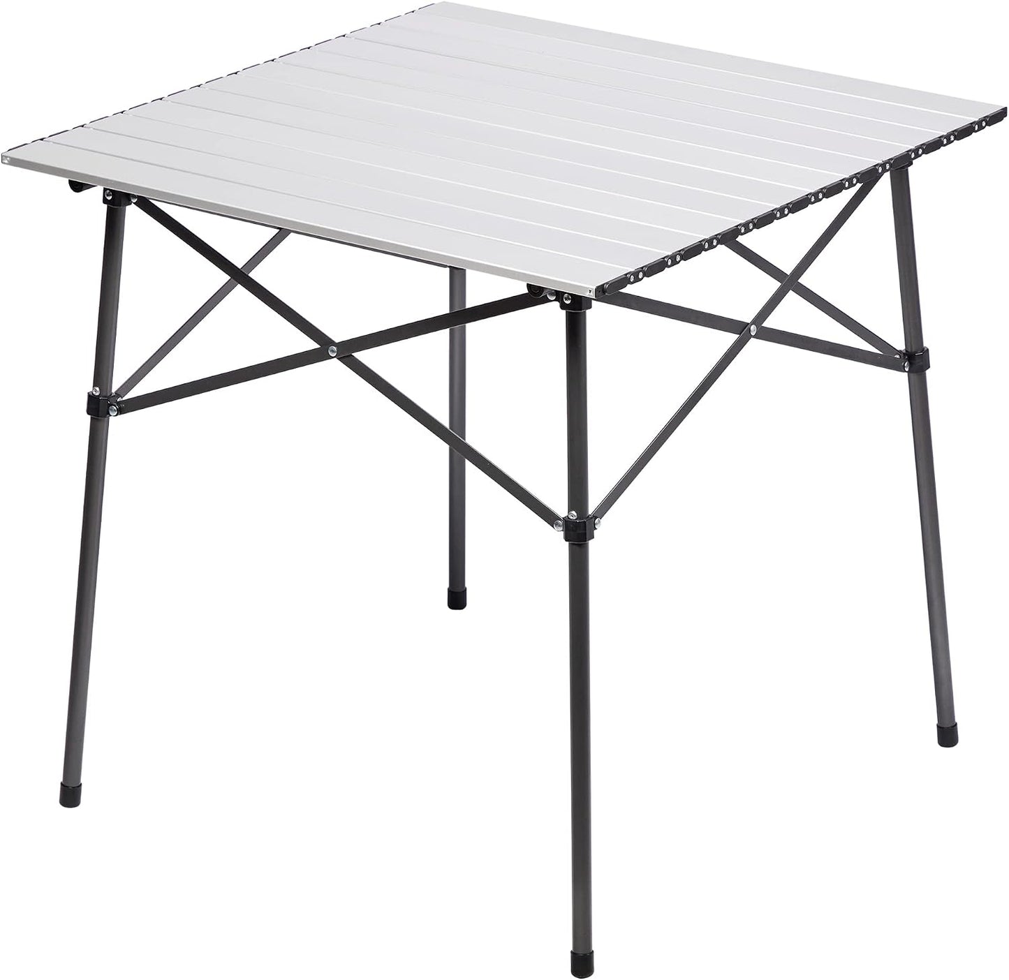 Mesa cuadrada plegable aluminio 4 personas color plateado