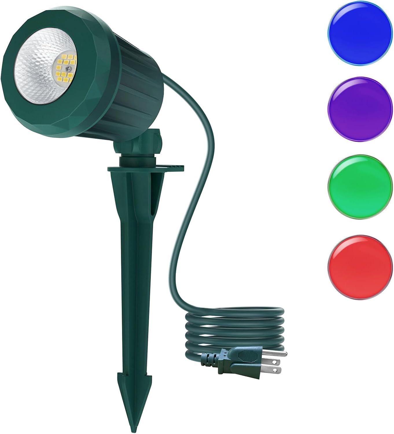 Luz led patio 120v 6500k lentes rgb púrpura 4 colores