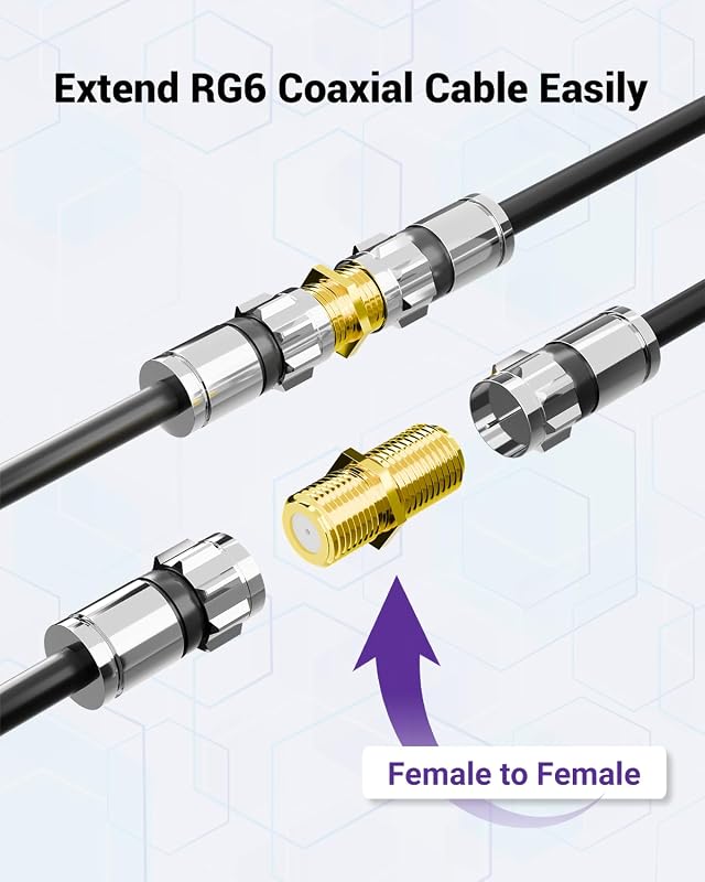 Conector coaxial RG6 tipo F hembra a hembra paquete 2