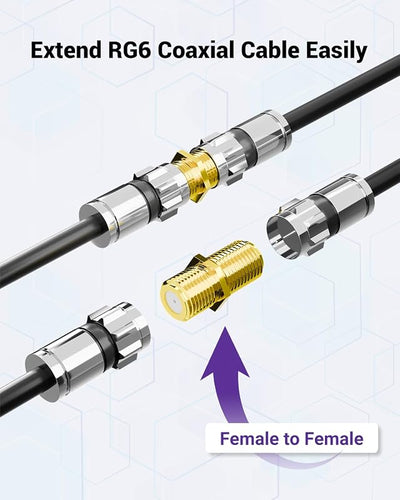 Conector coaxial RG6 tipo F hembra a hembra paquete 2