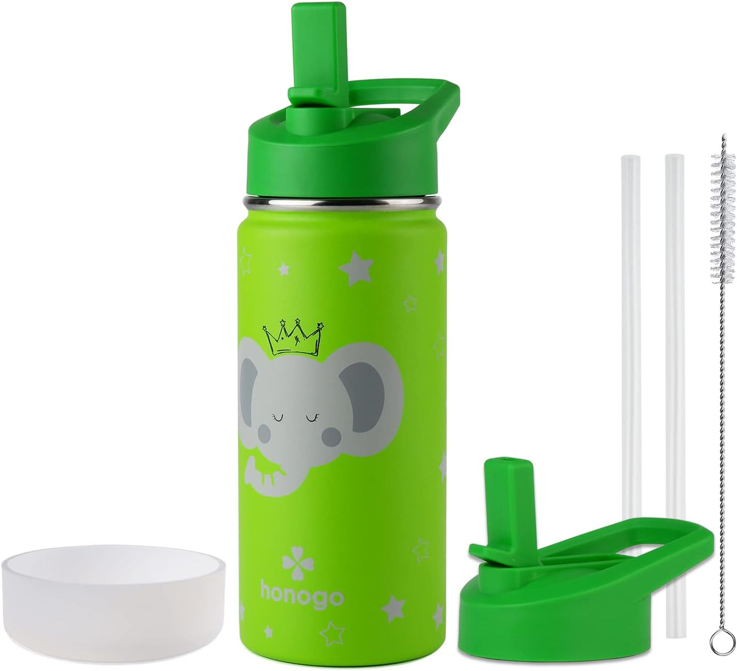 Botella agua niños acero inox 16oz a prueba fugas pajilla