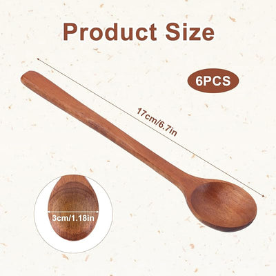 6 Cucharas Madera Mini para Postre Café Té Miel
