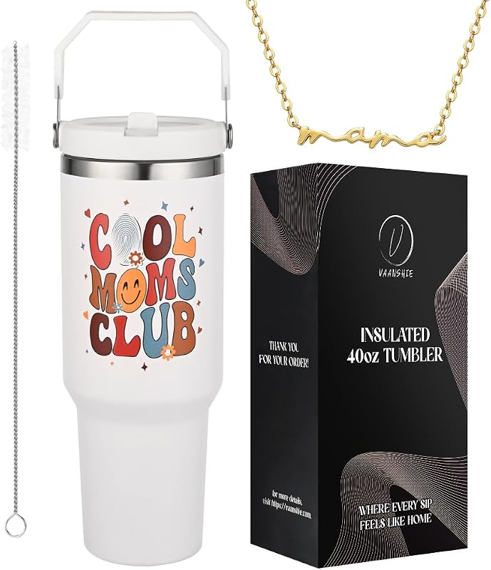 Vaso 40oz con asa y pajita regalo mamá día de la madre