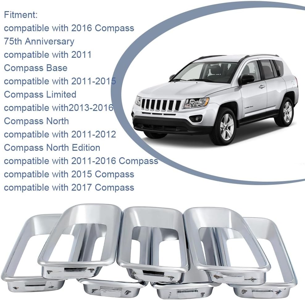 7 Pzas Moldura Parrilla Cromada Jeep Compass 11-17