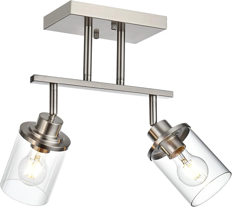 Kit 2 luces riel níquel cepillado lámpara baño cocina