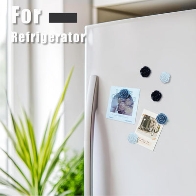 15 Pzas Imanes Flores Rosa y Negro para Refrigeradores