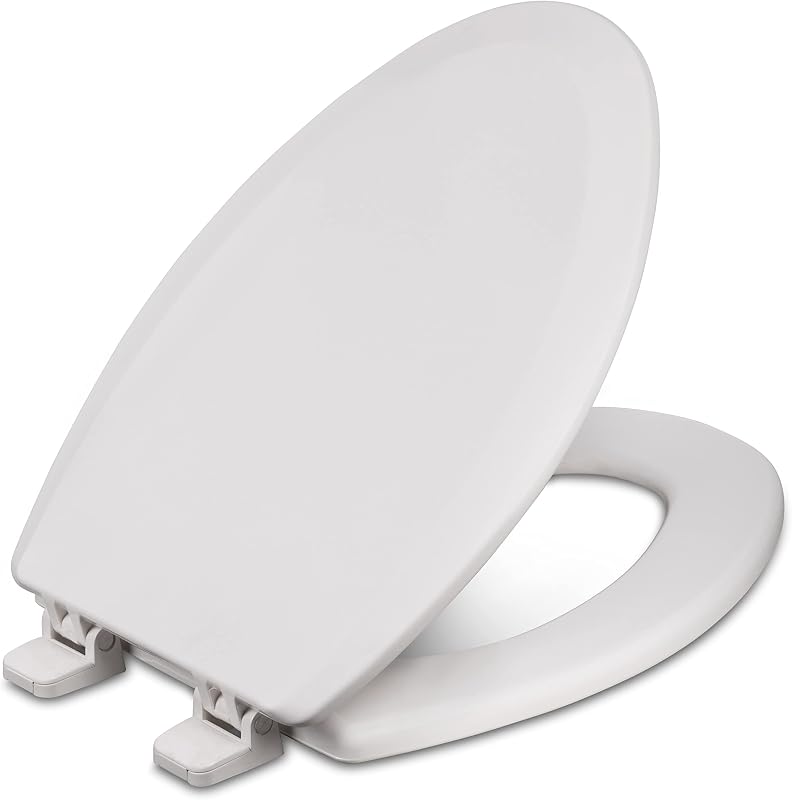 Asiento inodoro alargado 6 pzas madera plástico blanco