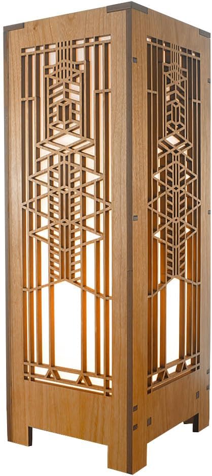 Lámpara madera cerezo Frank Lloyd Wright Robie Art Glass