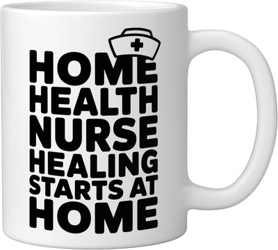 Taza cerámica para enfermera en casa blanca