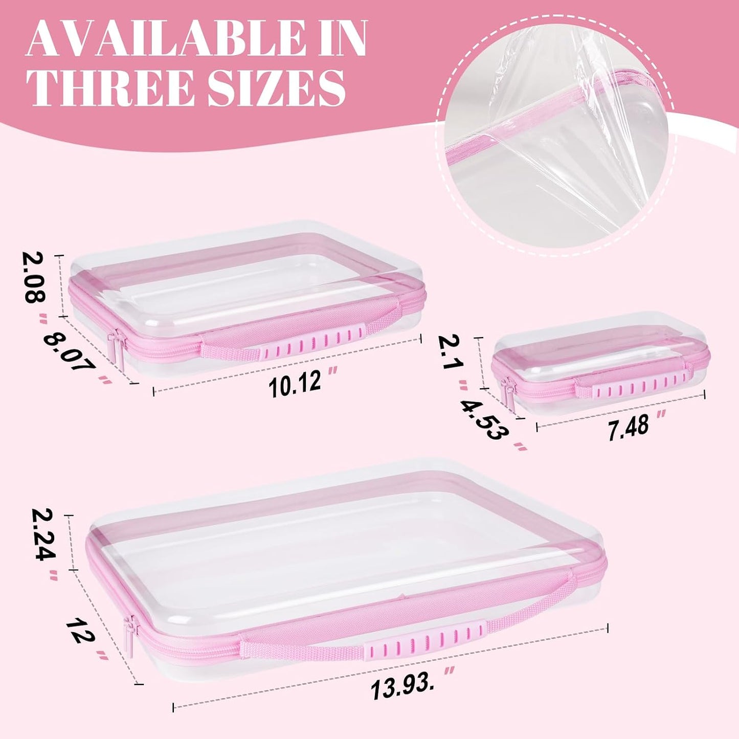3 Pzas Bolsas Rígidas con Cremallera Rosa