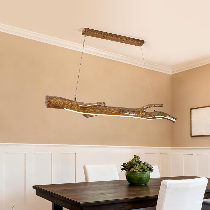 Luz colgante lineal madera nogal 47.3pulg cocina