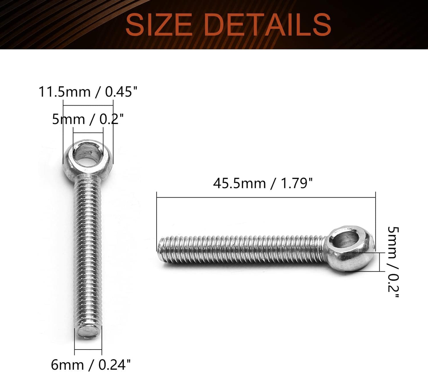 Perno M6 x 1.575" acero inox 304 para renovación hogar