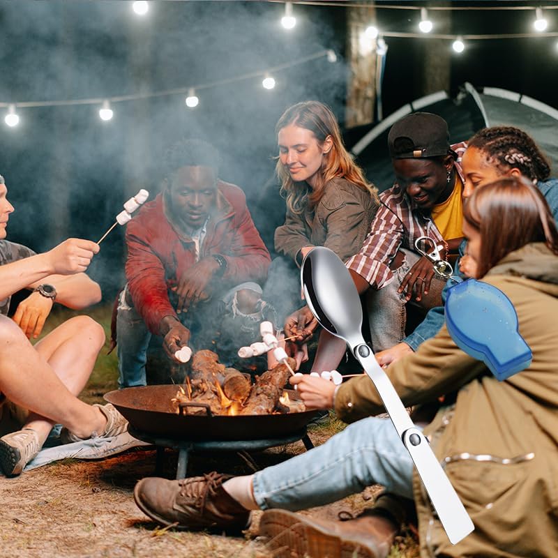 Cuchara plegable con asa larga termo para acampar y picnic