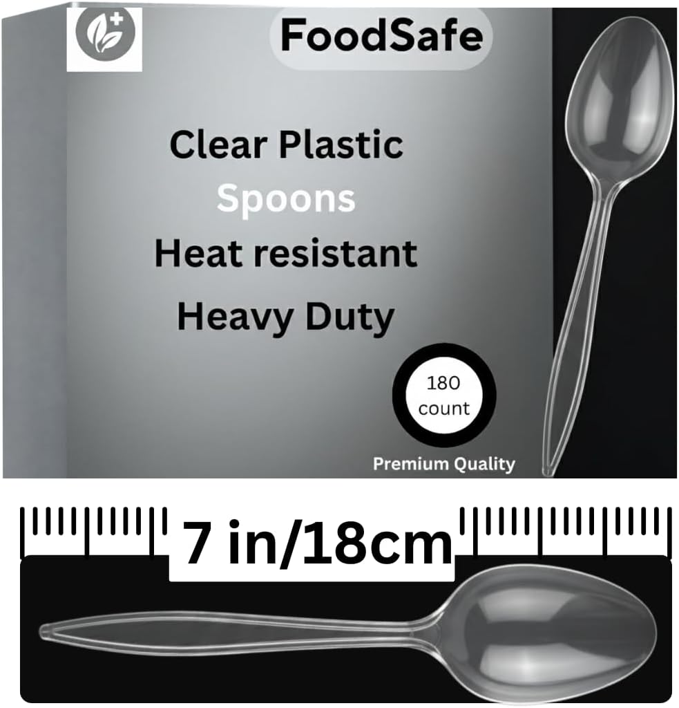 Cucharas plástico transparente sin BPA 180 uds