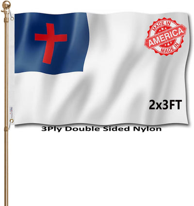 Bandera cruz cristiana 2x3pulg nailon doble cara latón