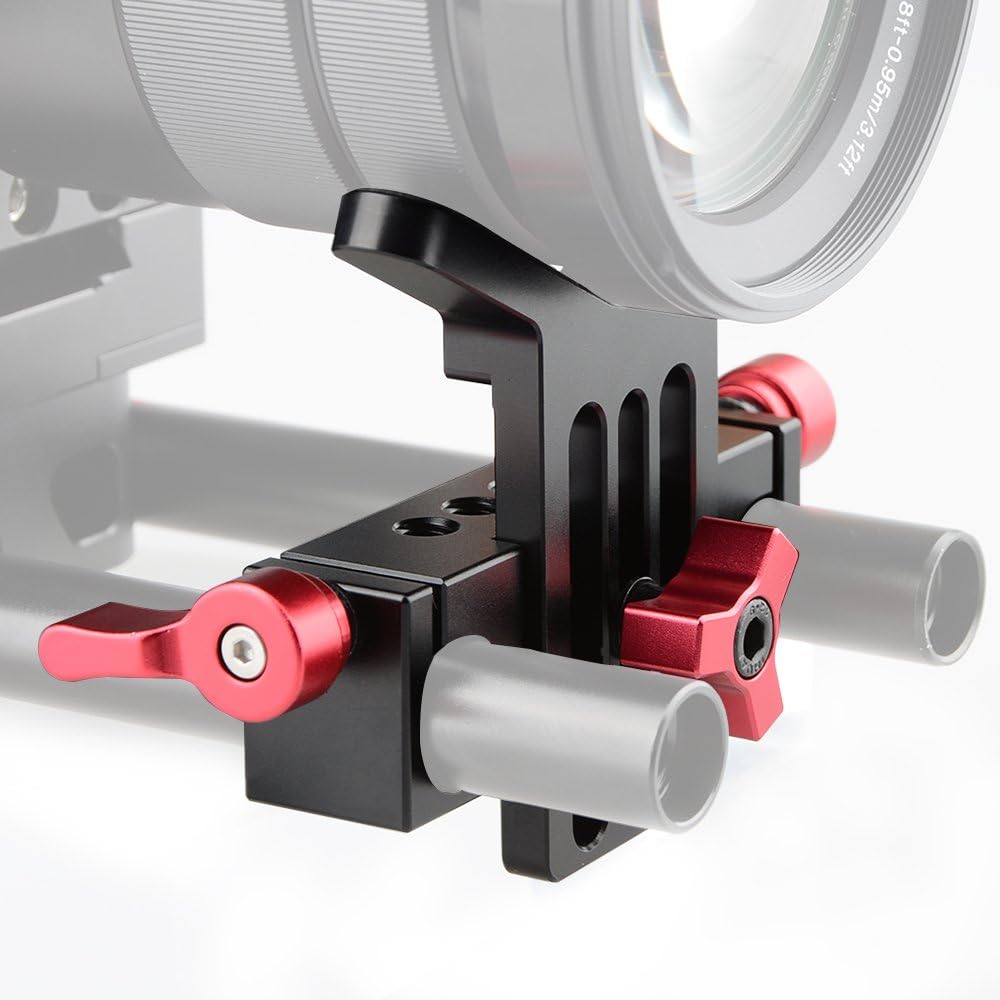 Soporte lente riel abrazadera varilla DSLR rig rojo