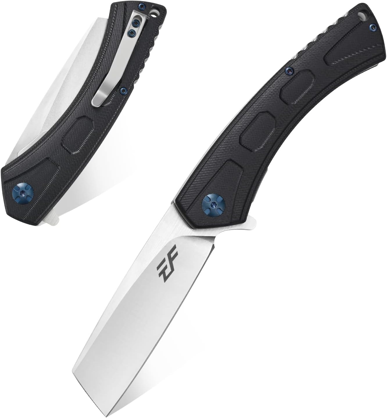 Cuchillo bolsillo D2 acero G10 mango clip EDC negro