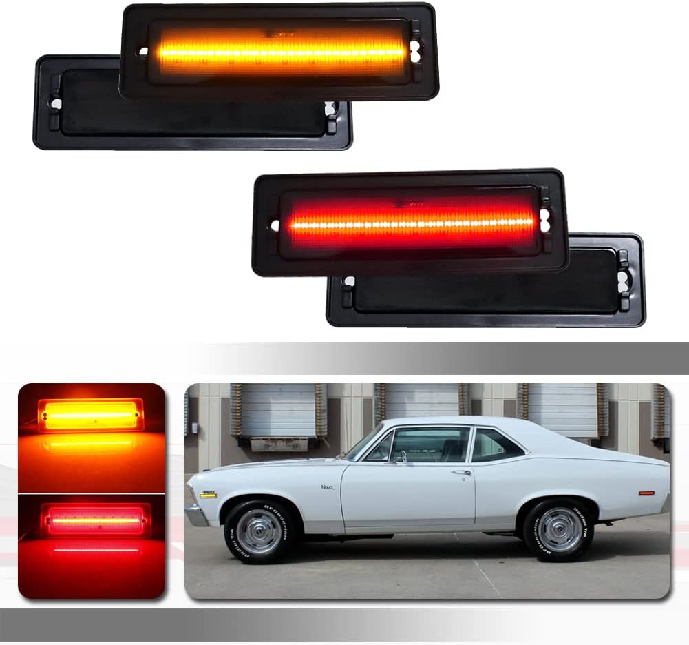 Luces parachoques Chevy Nova M1649C/D LED ámbar roja 4 pzas