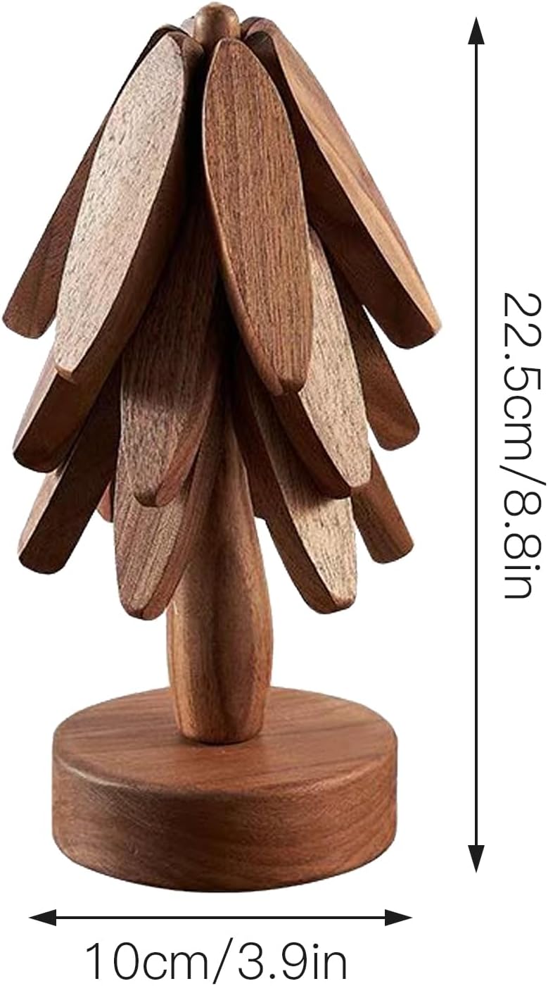Set 3-4 Salvamanteles Madera Árbol Soporte