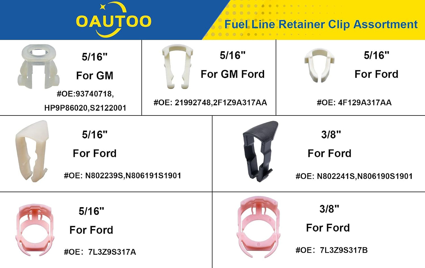 Set 70 Pzas Pinzas Retenedoras Línea Combustible Ford GM