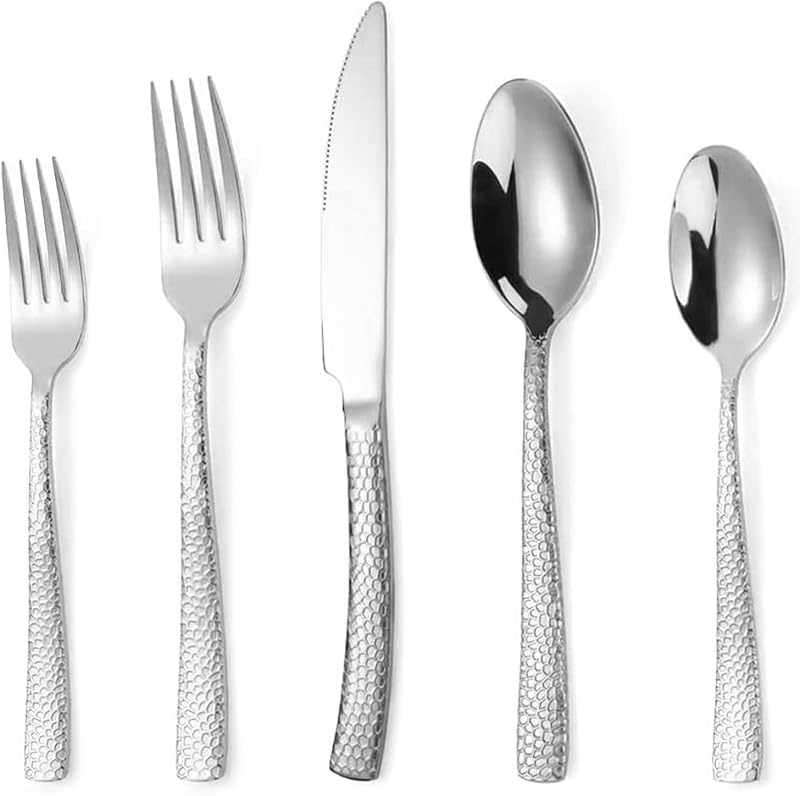 Set 10 Pzas Cubiertos Acero Inox Martillados