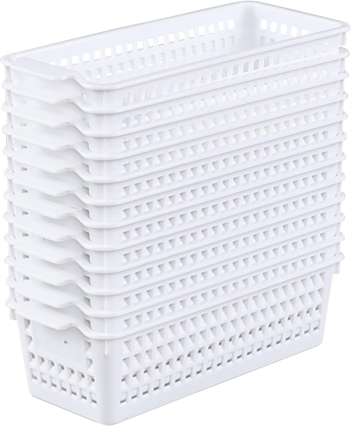 Bandeja almacenamiento blanca cesta plástico set 12