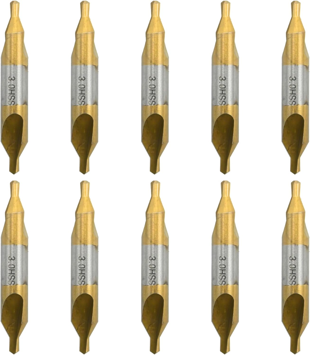 Set 10 Brocas Centrales M2 HSS Ti 0.118pulg 60° Taladro