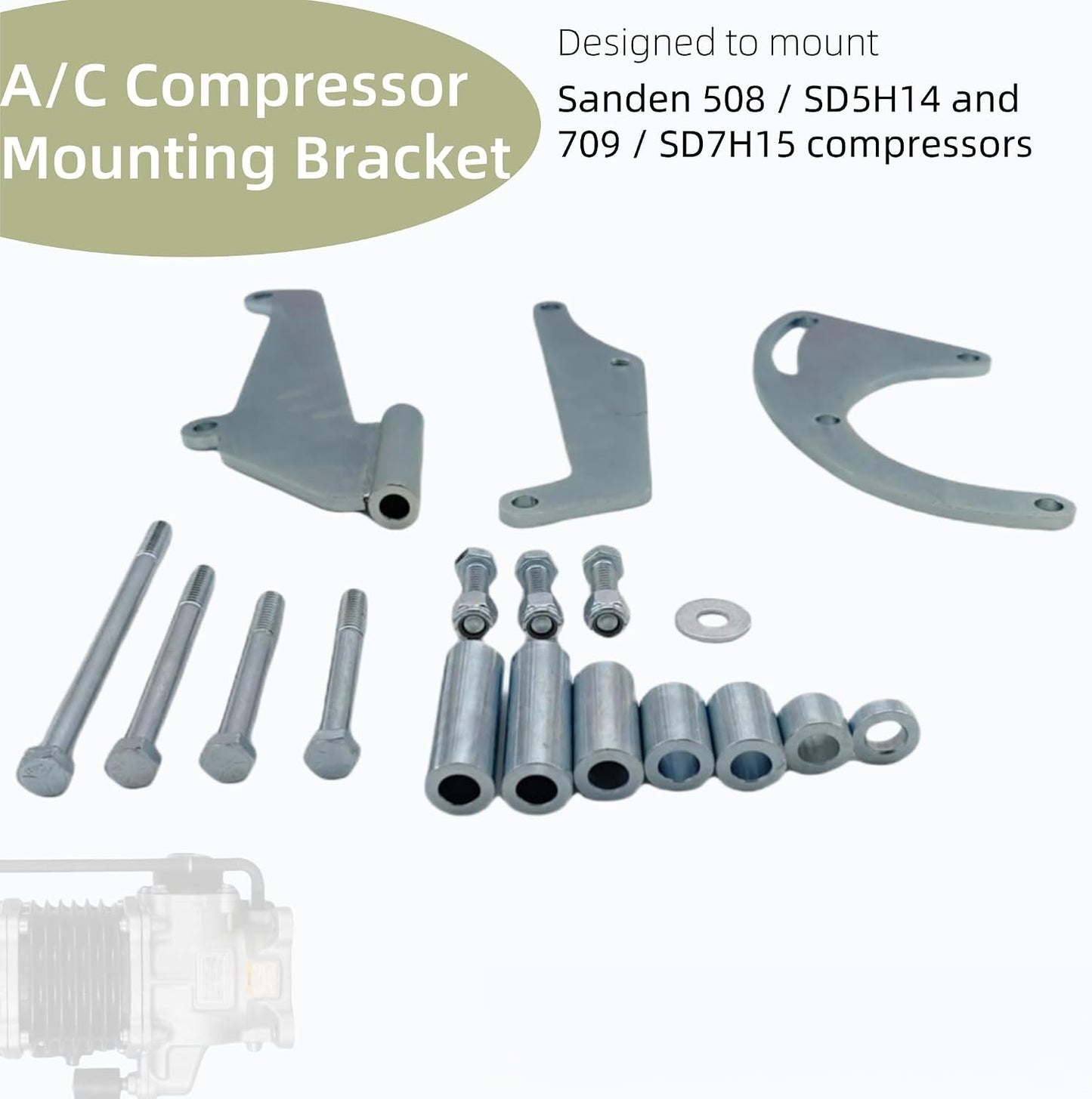 Soporte compresor a/c Chevy SBC lado conductor bomba agua