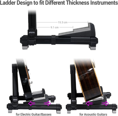 Soporte guitarra plegable aluminio ajustable negro