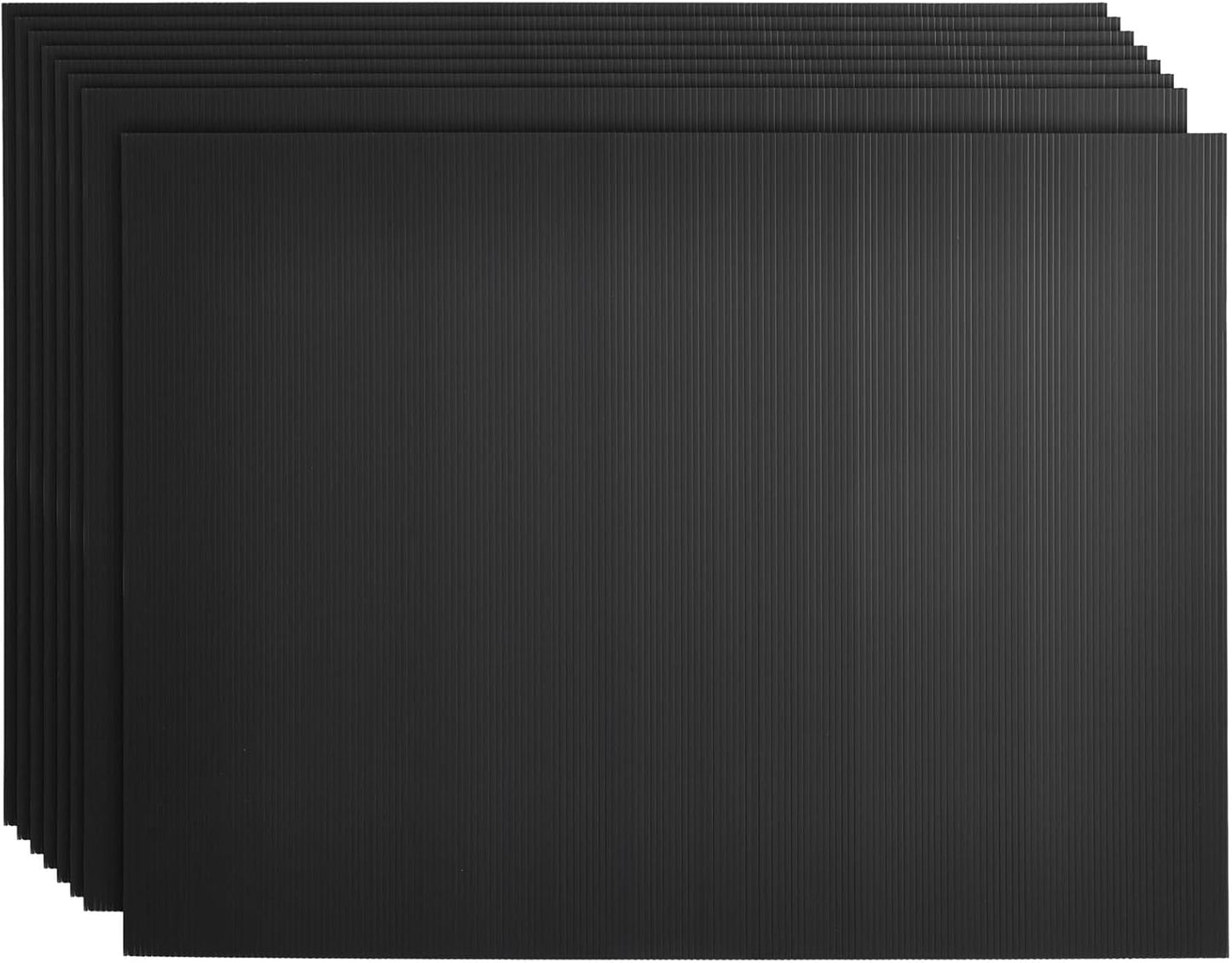 Tablero plástico corrugado 18x24pulg negro pack 8