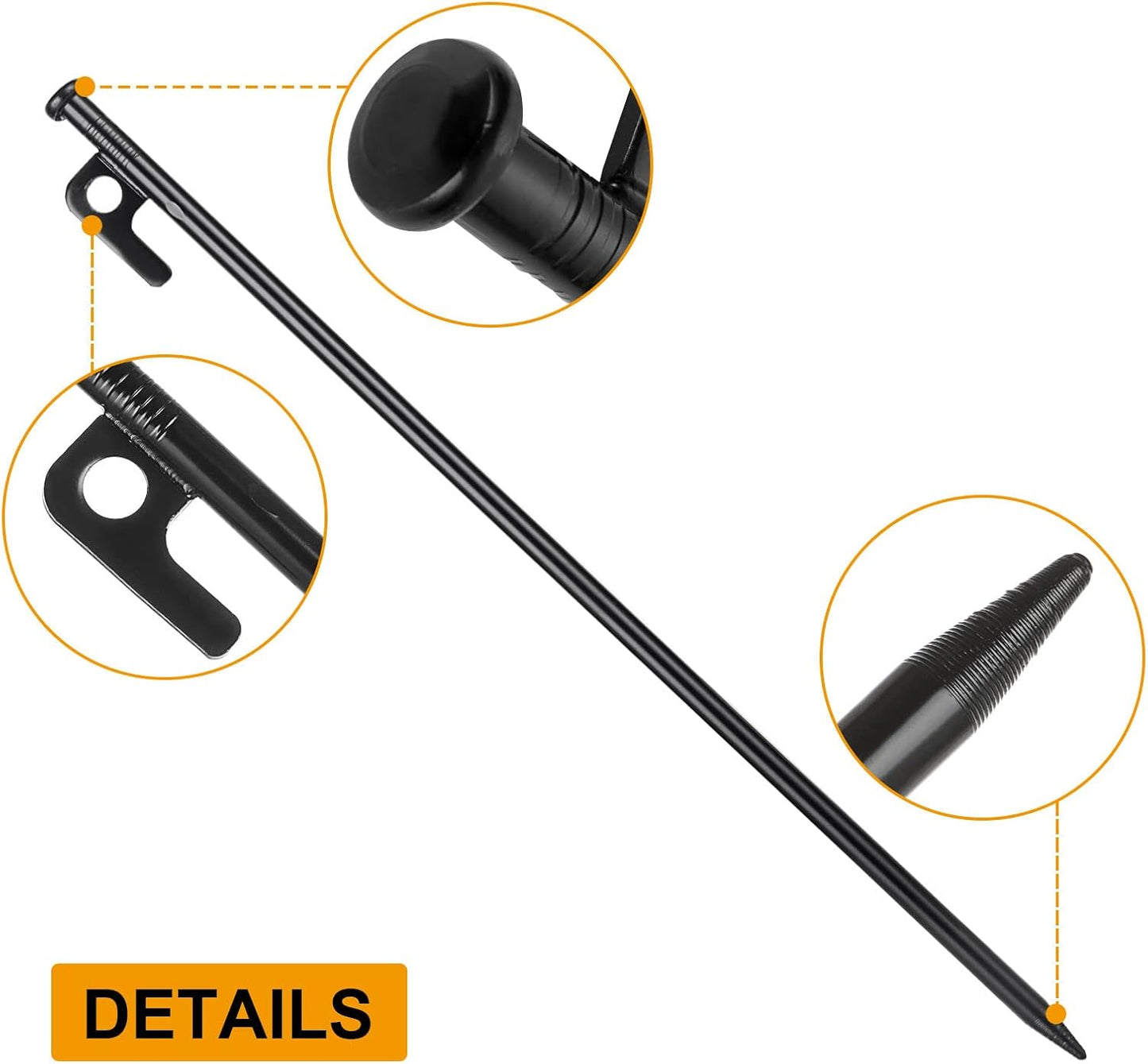 12 Estacas Metal 16" para Tienda Camping Roca Patio