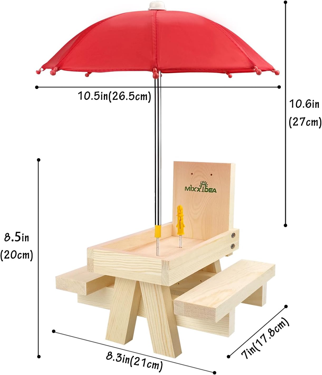 Mesa alimentadora ardillas madera estructura solida 2 bancos