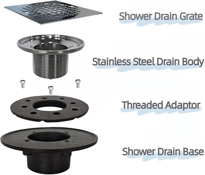 Drenaje piso ducha acero inox SUS304 4pulg estandar