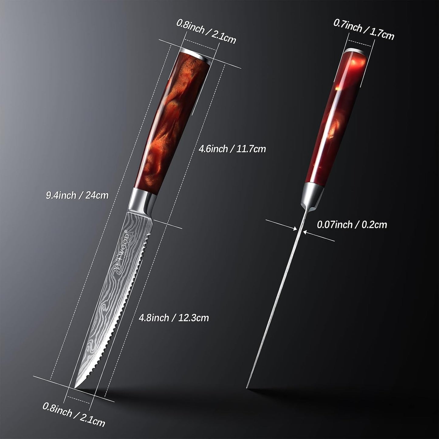 Set 4 Cuchillos Carne Acero Inox 4.8pulg Caja