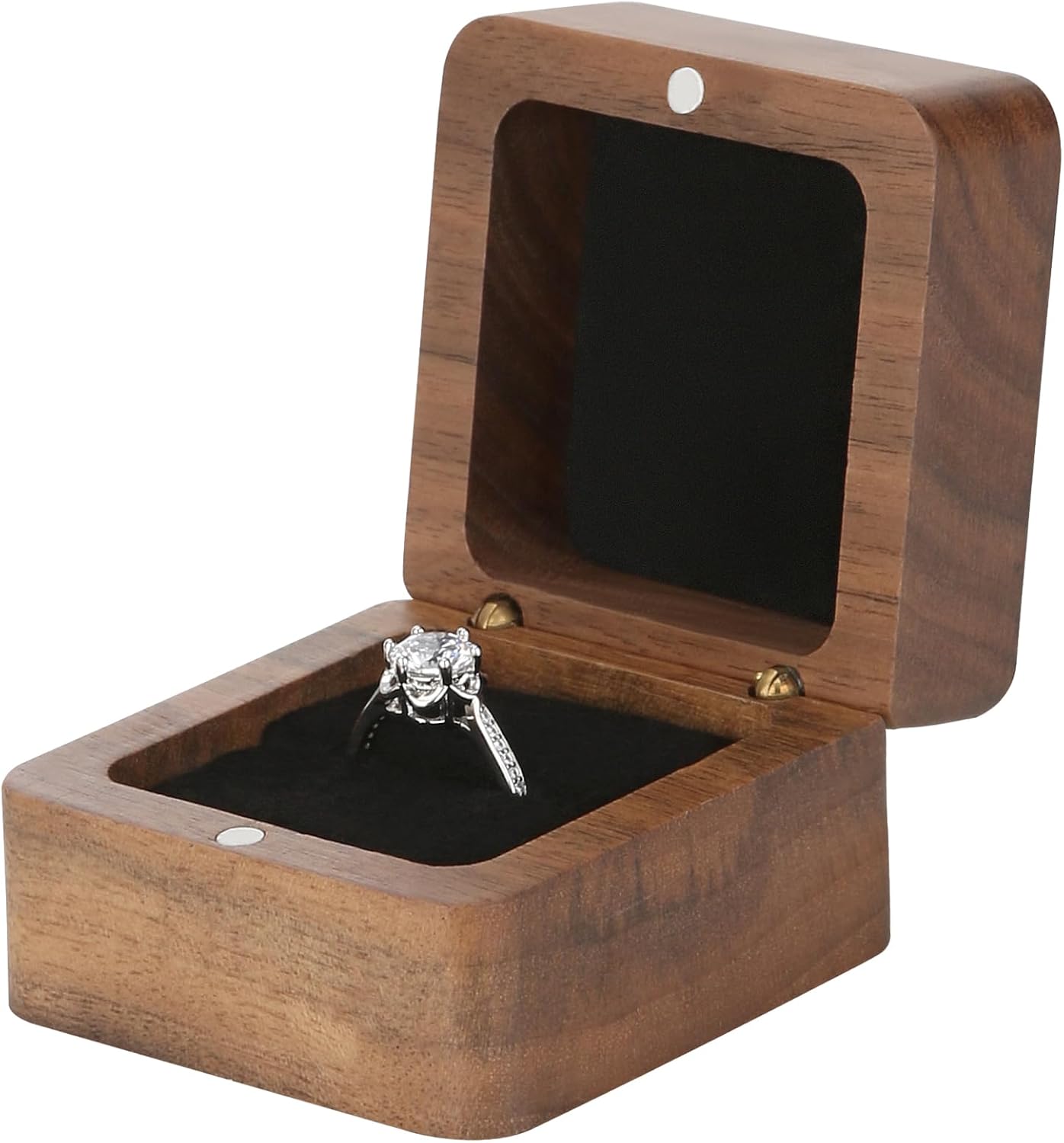 Caja madera ranura anillo personalizado boda negra