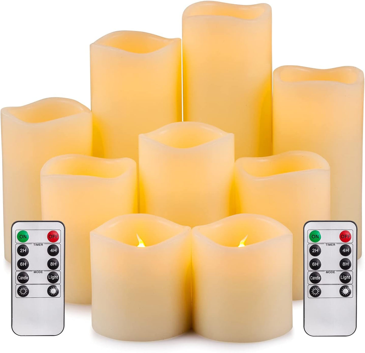 Velas LED grandes sin llama con temporizador remoto 10 botones