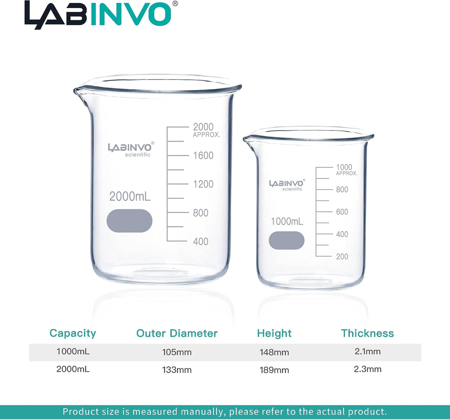 Vaso precipitados vidrio borosilicato 3.3oz 67.6oz